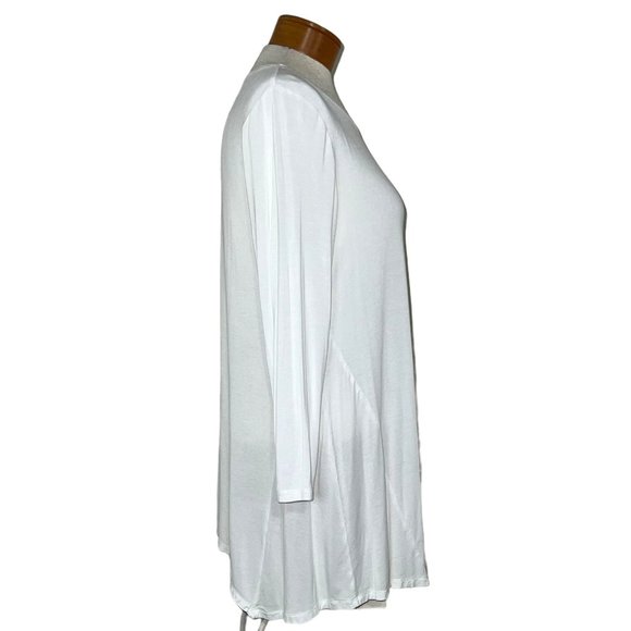 New Directions - Women's Size L Solid White Blouse - 3/4 Sleeves Round Neckline - Picture 13 of 14
